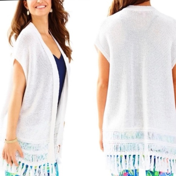Lilly Pulitzer Bedford 23748 Resort White Open Front Cardigan Cover-up XXS/XS - Picture 2 of 5